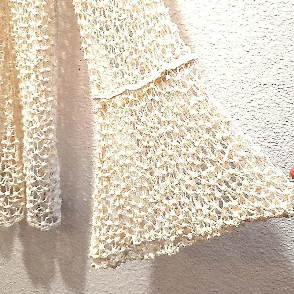 Open weave cardigan by Shien bell sleeve ivory one size NWOT